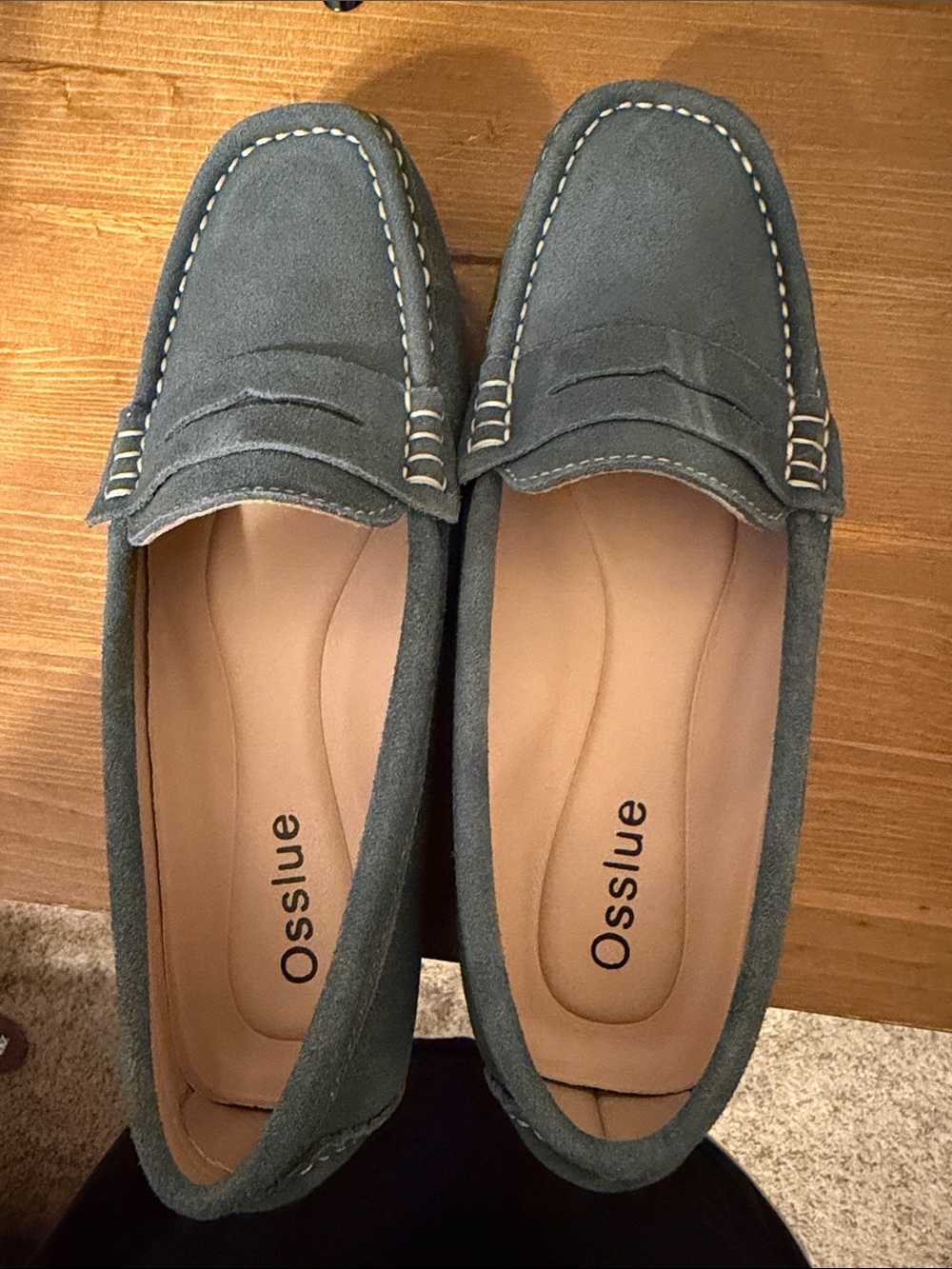 Women's Suede Penny Loafers in Gray